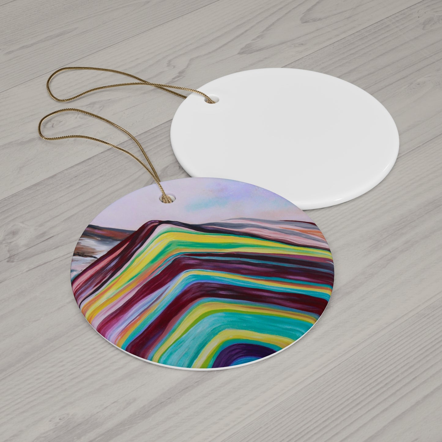 Rainbow Mountains Ornament - with the trees