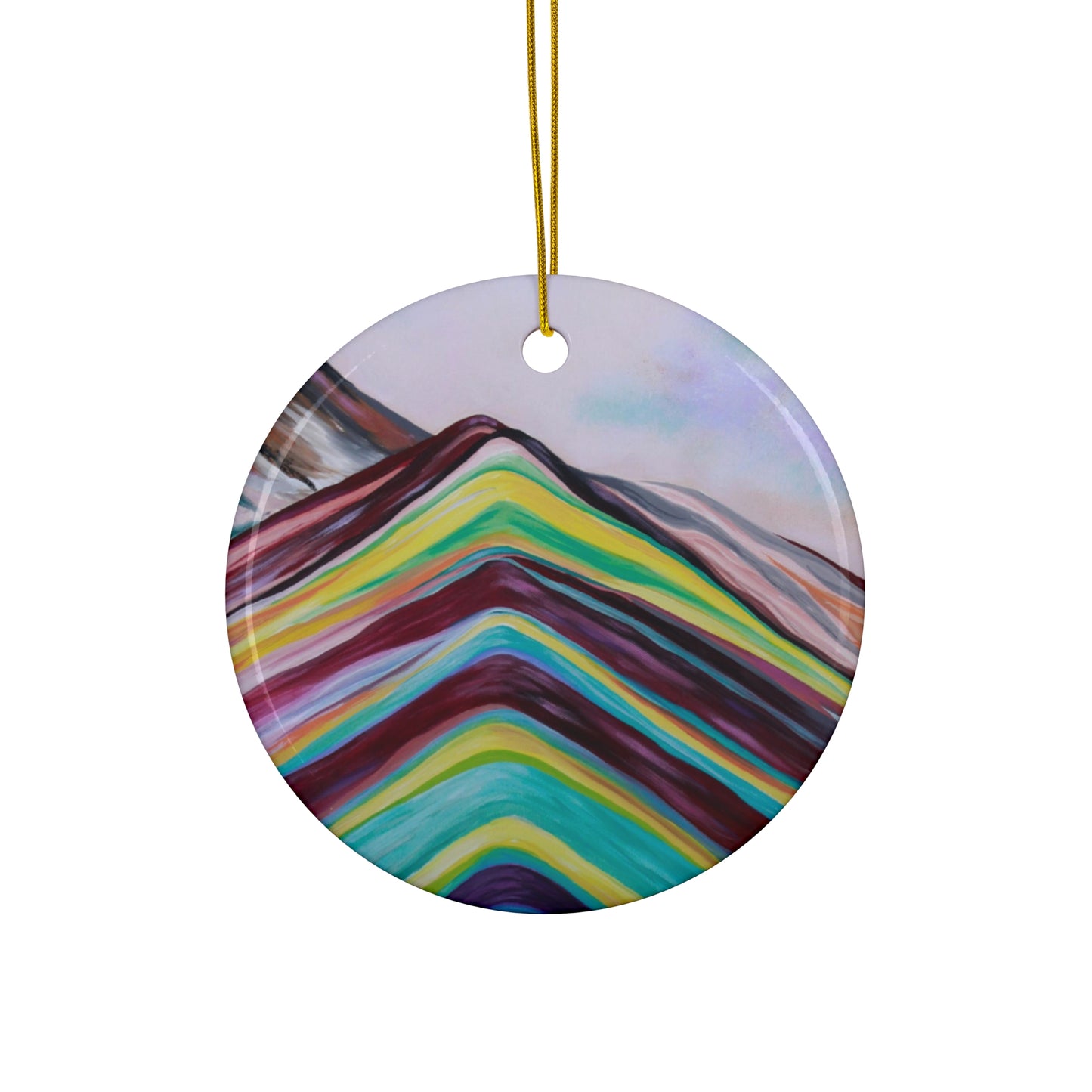 Rainbow Mountains Ornament - with the trees