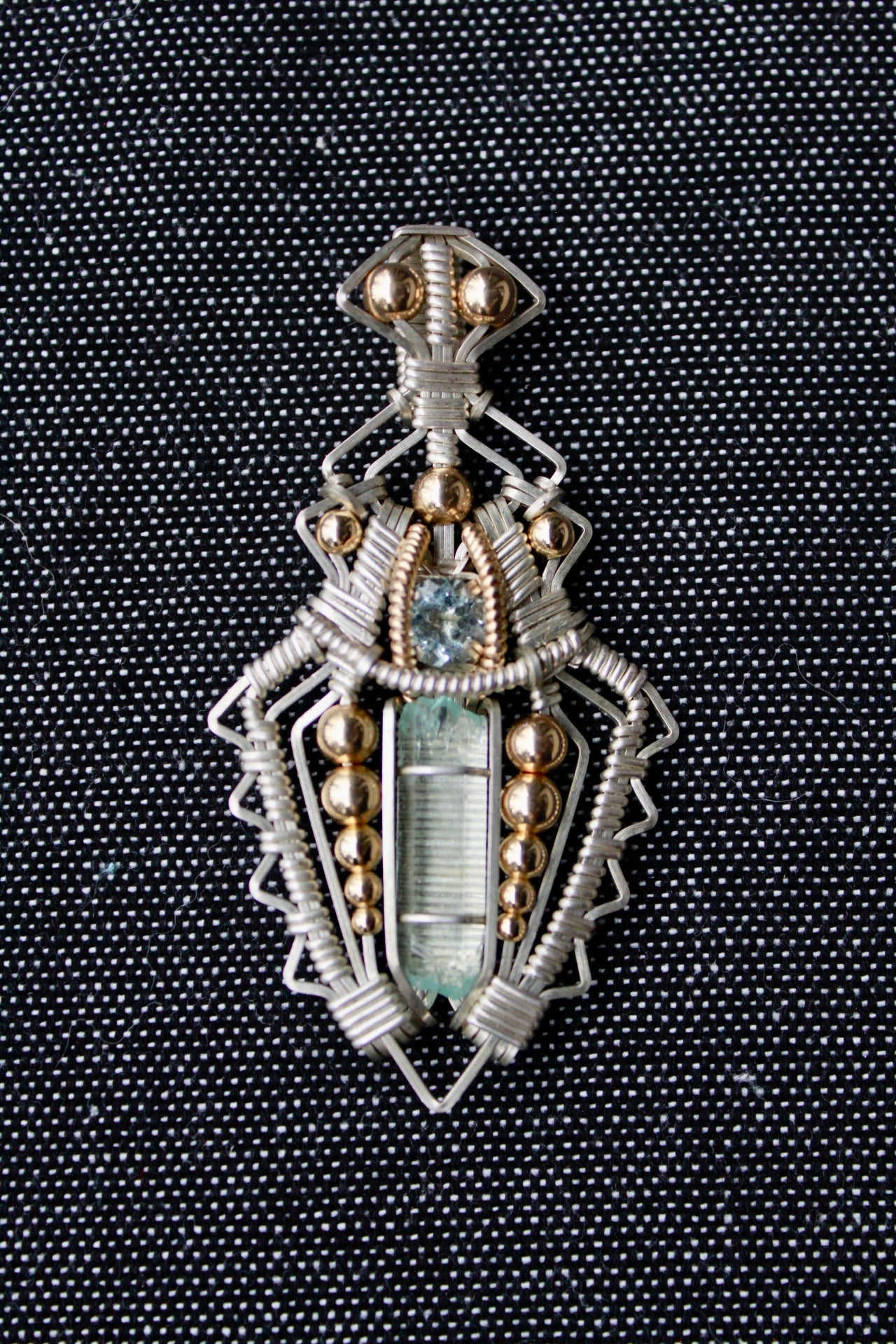 Double Aquamarine Pendant - with the trees