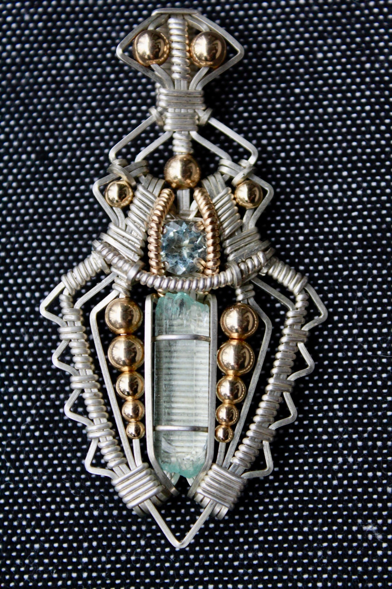 Double Aquamarine Pendant - with the trees